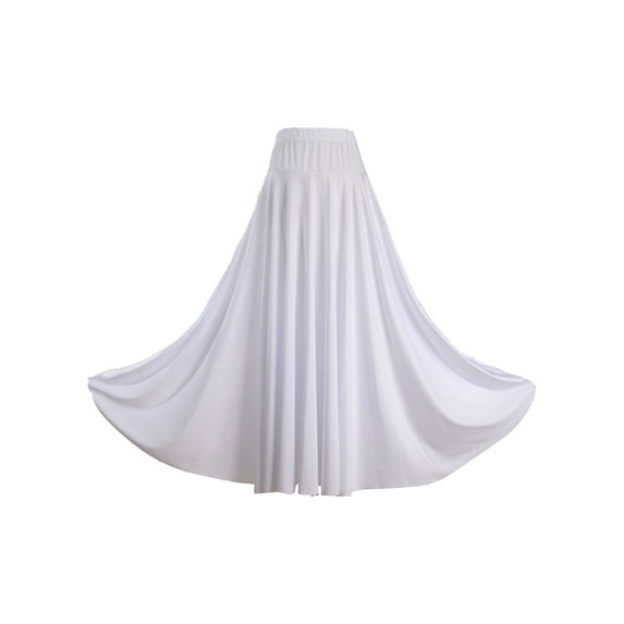 Nyeemya Womens Ballroom Dance Skirt Solid Color Ruffle Dancewear Flamenco Performance Costume White L