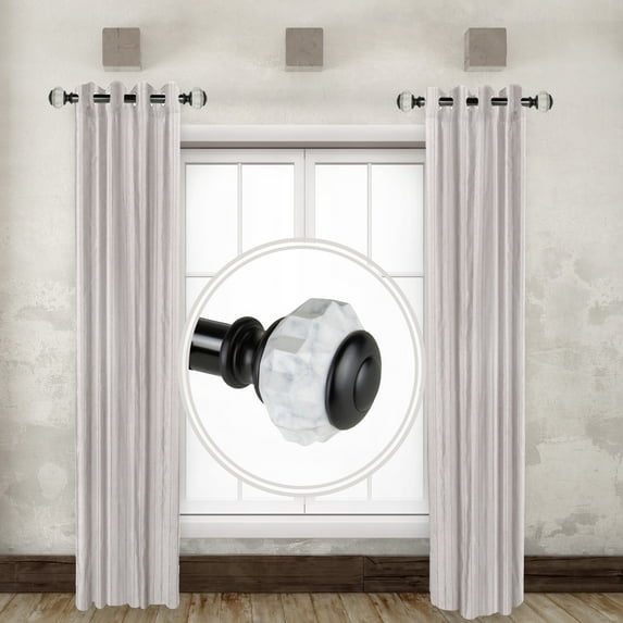 Nyell 1" dia. Single Curtain Side Rod 12-20 inch long (Set of 2) - Black