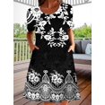thumbnail image 1 of Nyfairy Plus Size Women 5 Styles Print Round Neck Short Sleeve Casual Midi Dress With Side Pockets, 1 of 4