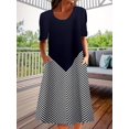 thumbnail image 1 of Nyfairy Plus Size Women 5 Styles Print Round Neck Short Sleeve Casual Midi Dress With Side Pockets, 1 of 4