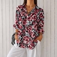 thumbnail image 1 of Nyfairy Plus Size Women's Floral Embossed Print Long Sleeve Button Down Casual Shirt, 1 of 5