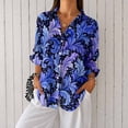 thumbnail image 1 of Nyfairy Plus Size Women's Floral Embossed Print Long Sleeve Button Down Casual Shirt, 1 of 5