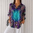 thumbnail image 1 of Nyfairy Plus Size Women's Floral Embossed Print Long Sleeve Button Down Casual Shirt, 1 of 5