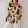 thumbnail image 1 of Nyfairy Plus Size Women's Halloween Print Long Sleeve Button Down Casual Shirt, 1 of 5