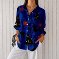 thumbnail image 1 of Nyfairy Plus Size Women's Halloween Print Long Sleeve Button Down Casual Shirt, 1 of 5
