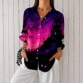 thumbnail image 1 of Nyfairy Plus Size Women's Halloween Print Long Sleeve Button Down Casual Shirt, 1 of 5