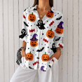 thumbnail image 1 of Nyfairy Plus Size Women's Halloween Print Long Sleeve Button Down Casual Shirt, 1 of 5
