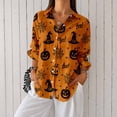 thumbnail image 1 of Nyfairy Plus Size Women's Halloween Print Long Sleeve Button Down Casual Shirt, 1 of 5