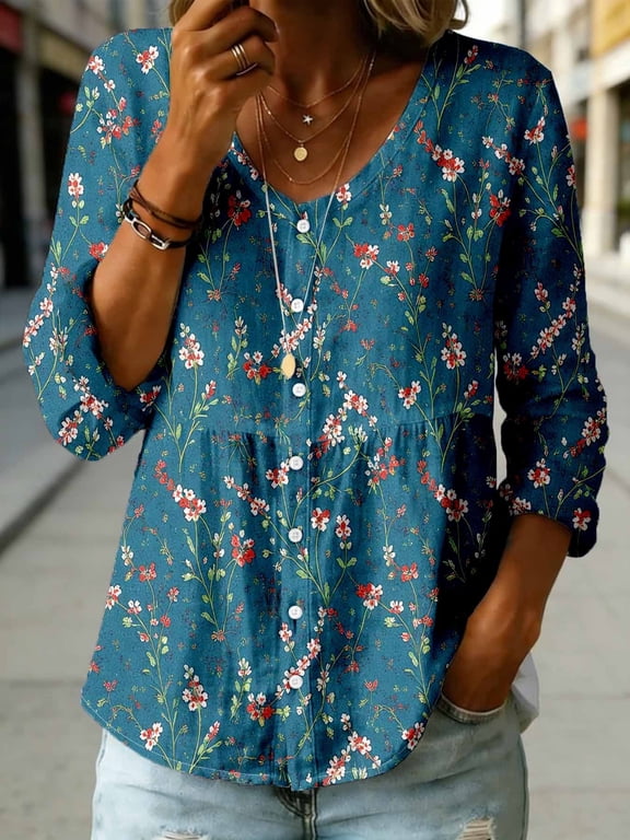 Plus Size Women's Round Neck Short Sleeve Casual Loose Tunic Top