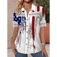 thumbnail image 1 of Nyfairy Women's Plus Size 4th of July Button Down Shirt, Short Sleeve Lace Trim Collared Blouse Top, 1 of 4