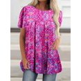 thumbnail image 1 of Nyfairy Women's Short Sleeve Casual Printed Button Blouse Top, 1 of 4