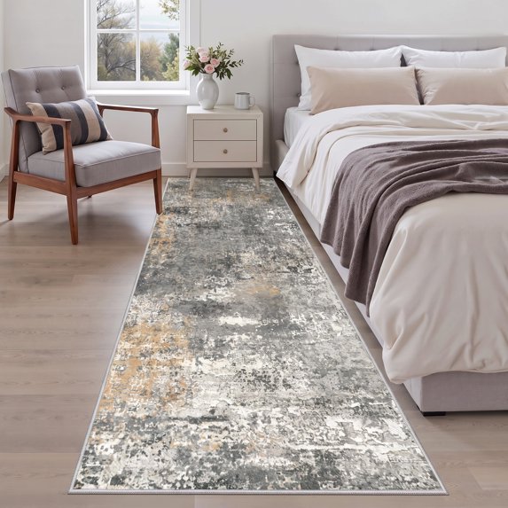 Roomisland 2.6'x8' Runner Rug, Vintage Farmhouse Washable Stain Resistant Rug with Non Slip Backing for Hallway, Kitchen, Laundry Room