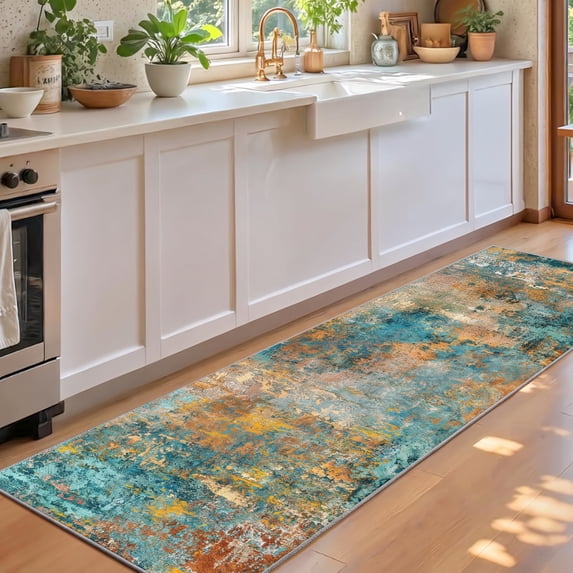 Roomisland 2'x6' Runner Rug, Washable Non Slip Low Profile Rug with Rubber Backing for Kitchen, Entryway, Hallway