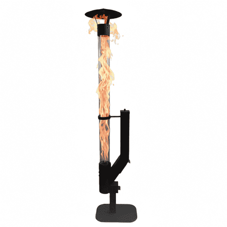 Nygira All-Weather Wood Pellet Patio Heater for Outdoor, Stainless Steel Fire Pit with Rain Cap, 2-Hour Burn Time for Backyard, Deck, Camping, Matte Black