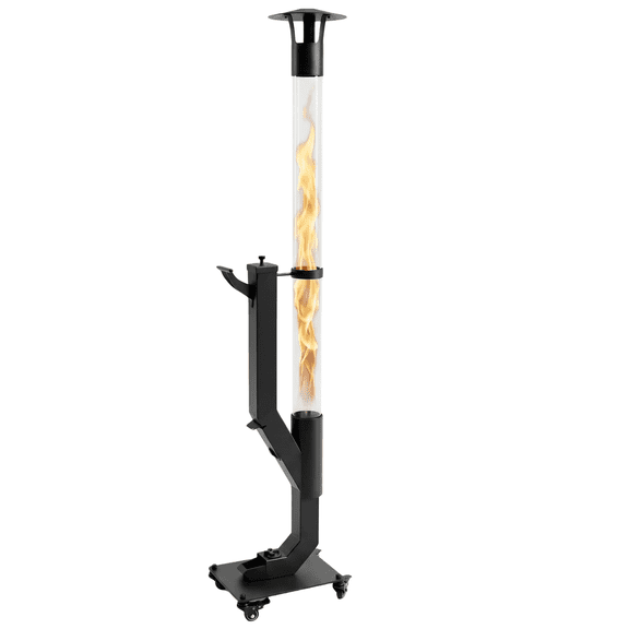 Nygira Wood Pellet Heater with Wheels, Pellet Fire Pit for Patio, Backyard, Evenings, Matte Black