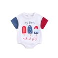 thumbnail image 1 of Nygoyerh 3M 6M 12M 18M Baby Boys 4th of July T-shirt Romper Short Sleeve Letter Ice Cream Print Loose Jumpsuit Newborn Infant Summer Bodysuit for Casual Daily, 1 of 8