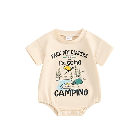 Nygoyerh 3M 6M 12M 18M Baby Boys Girls Summer Romper Car Letter Print Short Sleeve Jumpsuit Newborn Infant Crew Neck T-shirt Bodysuit for Casual Daily