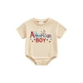 thumbnail image 1 of Nygoyerh Baby Boys 4th of July T-shirt Romper Short Sleeve Letter Star Embroidery Jumpsuit Newborn Infant Summer Casual Bodysuit for Independence Day 3M 6M 12M 18M, 1 of 9