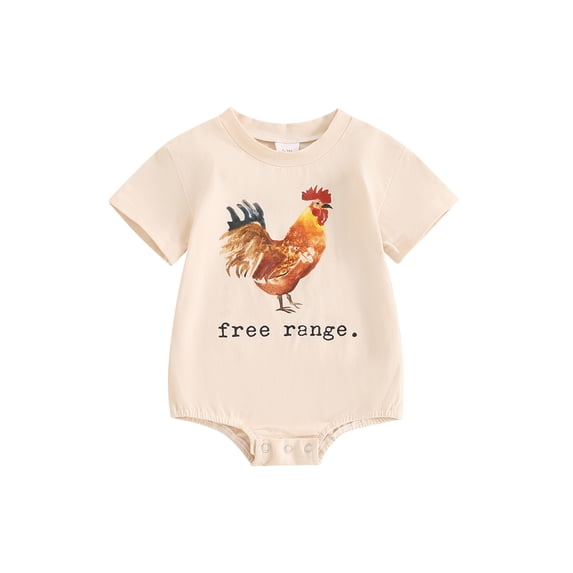 Nygoyerh Baby Boys Girls Casual T-shirt Romper Short Sleeve Chicken Print Loose Jumpsuit 3M 6M 12M 18M Newborn Infant Crew Neck Bodysuit Summer Tops