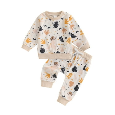 Nygoyerh Baby Boys Pants Set Dinosaur Leaves Print Long Sleeve Crew Neck Sweatshirt with Sweatpants Infant Clothes 0M 3M 6M 9M 12M 18M 2T 3T