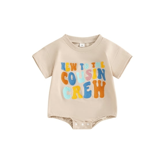 Nygoyerh Baby Boys Short Sleeve Romper 3M 6M 12M 18M Embroidery Letter Crew Neck Jumpsuit Newborn Infant Cute T-shirt Bodysuit Summer Tops for Casual Daily