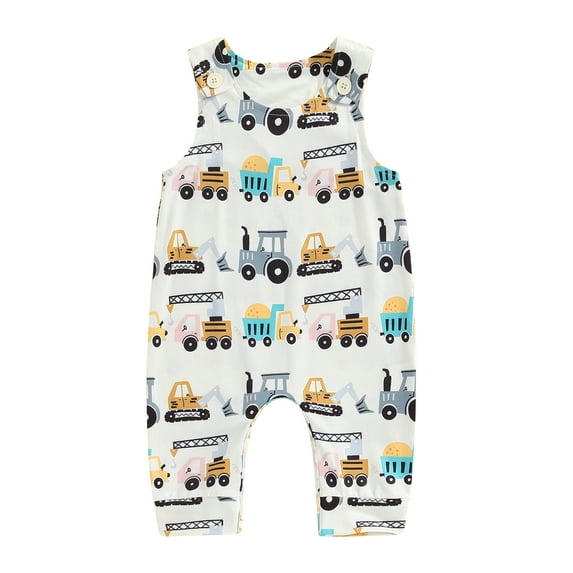 Nygoyerh Baby Boys Summer Jumpsuit Cartoon Car Print Sleeveless Tank Rompers Newborn Infant Cute Crew Neck Playsuit for Casual Daily 3M 6M 12M 18M
