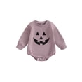 thumbnail image 1 of Nygoyerh Baby Girls Boys Halloween Romper 3M 6M 12M 18M Casual Pumpkin Print Playwear Round Neck Bodysuits Long Sleeve Jumpsuit Newborn Infant Clothing for Fall Winter, 1 of 7