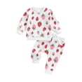 thumbnail image 1 of Nygoyerh Baby Girls Fall Outfits 3M 6M 12M 18M 2T 3T Strawberry Print Long Sleeve Sweatshirt and Elastic Waist Sweatpants 2Pcs Sets Infant Clothing, 1 of 7