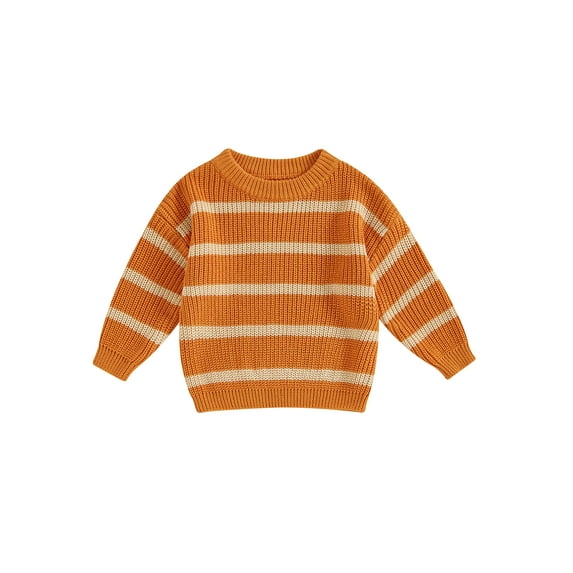 Nygoyerh Baby Girls Halloween Outfit 3M 6M 9M 12M 18M 24M 2T 3T Long Sleeve Knit Sweater Crew Neck Blouse Striped Pullover Knitwear Newborn Infant Clothing