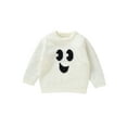 thumbnail image 1 of Nygoyerh Baby Girls Knit Sweater Long Sleeve Playwear Smile Face Embroidery Tops Pullover Knitwear Newborn Infant Clothing for Autumn Winter, 1 of 8