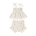thumbnail image 1 of Nygoyerh Baby Girls Sweet Summer Outfits 0-18M Floral Print Sleeveless Tie Strap Tank Tops + Ruffle Shorts 2Pcs Infant Toddler Cute Shorts Sets for Daily Vacation, 1 of 8