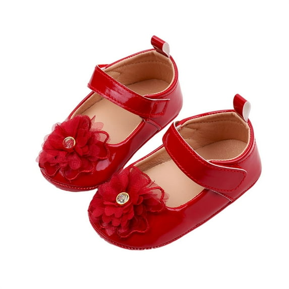 Nygoyerh Baby Infant Girl Premium PU Flats Flower First Walker Crib Shoes Party Festival Baby Shower
