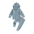 thumbnail image 1 of Nygoyerh Little Boys Girls 2Pcs Fall Outfits 6M 12M 18M 24M 2T 3T Long Sleeve Playwear Button Front Hoodie and Trousers Set Newborn Infant Clothing for Toddler, 1 of 7