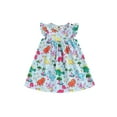 thumbnail image 1 of Nygoyerh Little Girls Summer Dress Toddler Girl Dinosaur Print Fly Sleeve Crew Neck A-line Dress Kids Casual Party Dress for Daily Vacation 1T 2T 3T 4T 5T 6T, 1 of 7