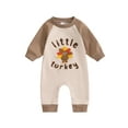thumbnail image 1 of Nygoyerh Newborn Baby Boys Thanksgiving Romper 3M 6M 12M Turkey Print Playsuit Long Sleeve Crew Neck Jumpsuits Casual Bodysuits Infant Clothing, 1 of 8