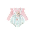 thumbnail image 1 of Nygoyerh Newborn Baby Girl Romper 3M 6M 12M 18M Long Sleeve Crew Neck Embroidery Bear Dots Stripes Casual Bodysuit Infant Clothing, 1 of 7