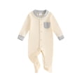 thumbnail image 1 of Nygoyerh Newborn Baby Girls Boys Footed Romper Long Sleeve Crew Neck Jumpsuit Button Up Romper Infant Clothing 0-6M, 1 of 7