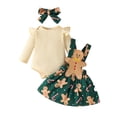 thumbnail image 1 of Nygoyerh Newborn Baby Girls Christmas skirt Outfit Long Sleeve Romper with Gingerbread Man Santa Claus Suspender Dress and Headband 3PCS Set Infant Clothing for 0-18M, 1 of 9