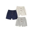thumbnail image 1 of Nygoyerh Toddler Baby Boys 3 Pack Shorts Infant Elastic Band Button Short Pants Kids Loose Solid Color/Striped Summer Bottoms for Casual Daily 6M 12M 18M 24M 3T, 1 of 8