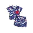 thumbnail image 1 of Nygoyerh Toddler Baby Boys 4th of July Shorts Sets Cute Print Short Sleeve T-shirt with Elastic Waist Shorts 2Pcs Infant Casual Summer Daily Outfits 6M 12M 18M 24M 3T, 1 of 9