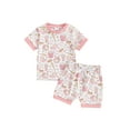 thumbnail image 1 of Nygoyerh Toddler Baby Girls Summer Cute Clothes Baseball Print Short Sleeve T-shirt and Drawstring Shorts 2Pcs Infant Casual Shorts Sets for Daily Vacation 0-3 Years, 1 of 9