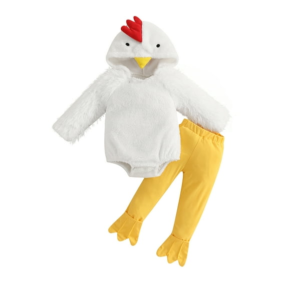 Nygoyerh Toddler Cosplay Duck Costume Long Sleeve Hooded Duck Romper Pants Sets for Themed Party Infant Clothing 3M 6M 9M 12M 18M 2T 3T