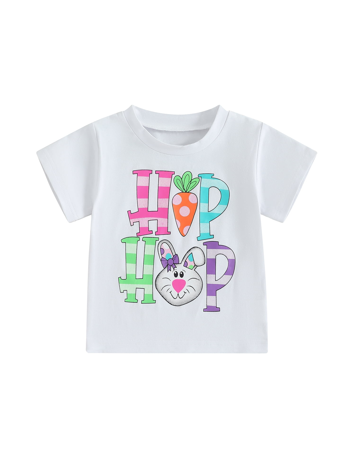 Nygoyerh Toddler Girl Easter T-Shirt Colorful Letter Bunny Carrot Print ...