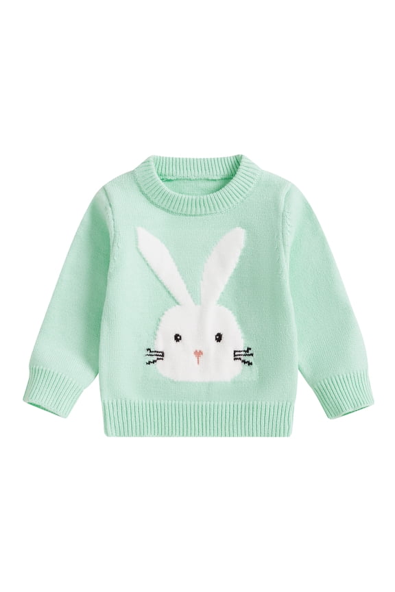 Toddler Girls Boys Easter Sweaters Bunny Pattern Long Sleeve Crew Neck Ribbed Knit Jumper Tops Infant Clothing 0M 3M 6M 9M 12M 18M 2T 3T
