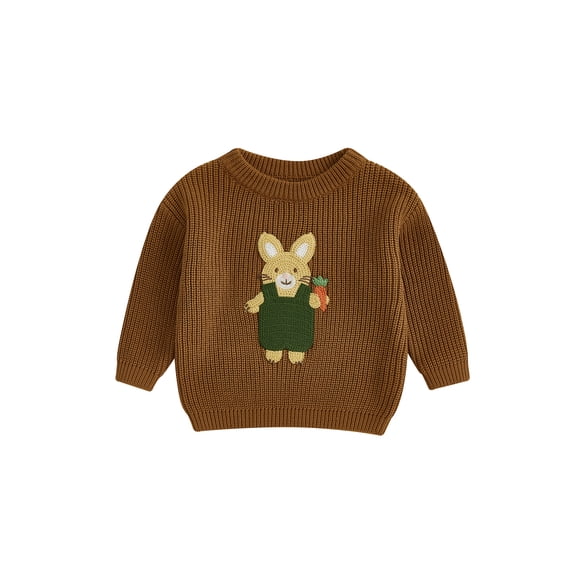 Nygoyerh Toddler Girls Boys Pullover Sweater Casual Easter Bunny Embroidery Knitwear Warm Clothes Infant Clothing 0M 3M 6M 9M 12M 18M 2T 3T 4T 5T