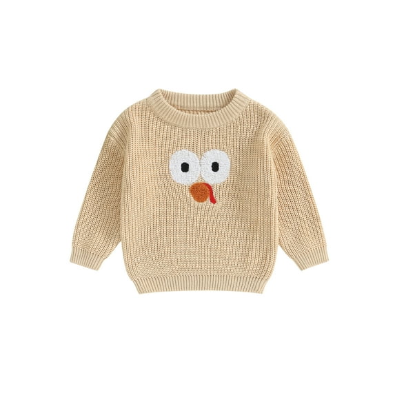 Nygoyerh Toddler Girls Boys Thanksgiving Sweatshirts Turkey Embroidery Crew Neck Long Sleeve Baby Pullovers Newborn Infant Cute Clothing 3M 6M 9M 12M 18M 2T 3T 4T 5T