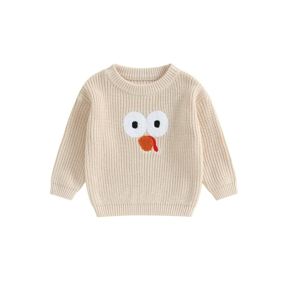 Nygoyerh Toddler Girls Boys Thanksgiving Sweatshirts Turkey Embroidery Crew Neck Long Sleeve Baby Pullovers Newborn Infant Cute Clothing 3M 6M 9M 12M 18M 2T 3T 4T 5T