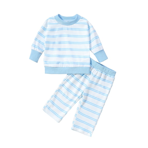 Nygoyerh Toddler Girls Fall Outfits 6M 12M 18M 24M 2T 3T Striped Print Playwear Long Sleeve Sweatshirt and Elastic Pants Set Baby Cute 2 Piece Bodysuits Newborn Infant Clothing