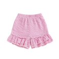 thumbnail image 1 of Nygoyerh Toddler Girls Plaid Shorts Ruffled Hem Elastic Waist Wide Leg Short Pants Infant Clothing for Summer 9M 12M 18M 2T 3T, 1 of 7