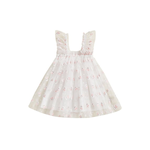 Nygoyerh Toddler Girls Sleeveless Dress Easter Outfit Casual Summer Carrot/Rabbit Print Mesh Tulle Cute Dresses Infant Clothes 6M 9M 12M 18M 2T 3T 4T